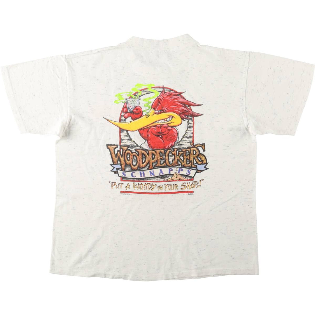 90'S Onita Woody Woodpecker Character Print T-Shirt, Made in USA, Men's Size L (Equivalent), Vintage cotton white type Vintage Second Hand