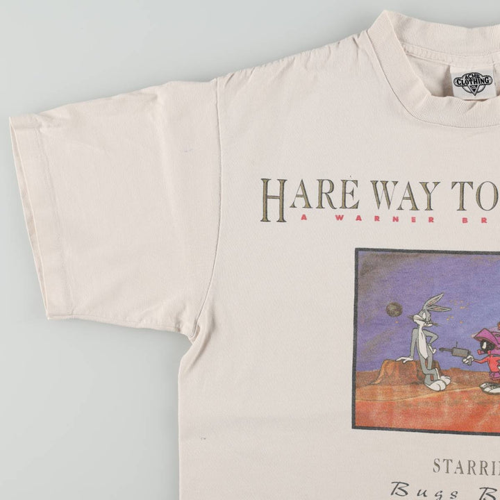 90'S ACME CLOTHING CO LOONEY TUNES Character Print T-Shirt, Made in USA, Men's Size L (Equivalent), Vintage cotton pale white type Vintage Second Hand