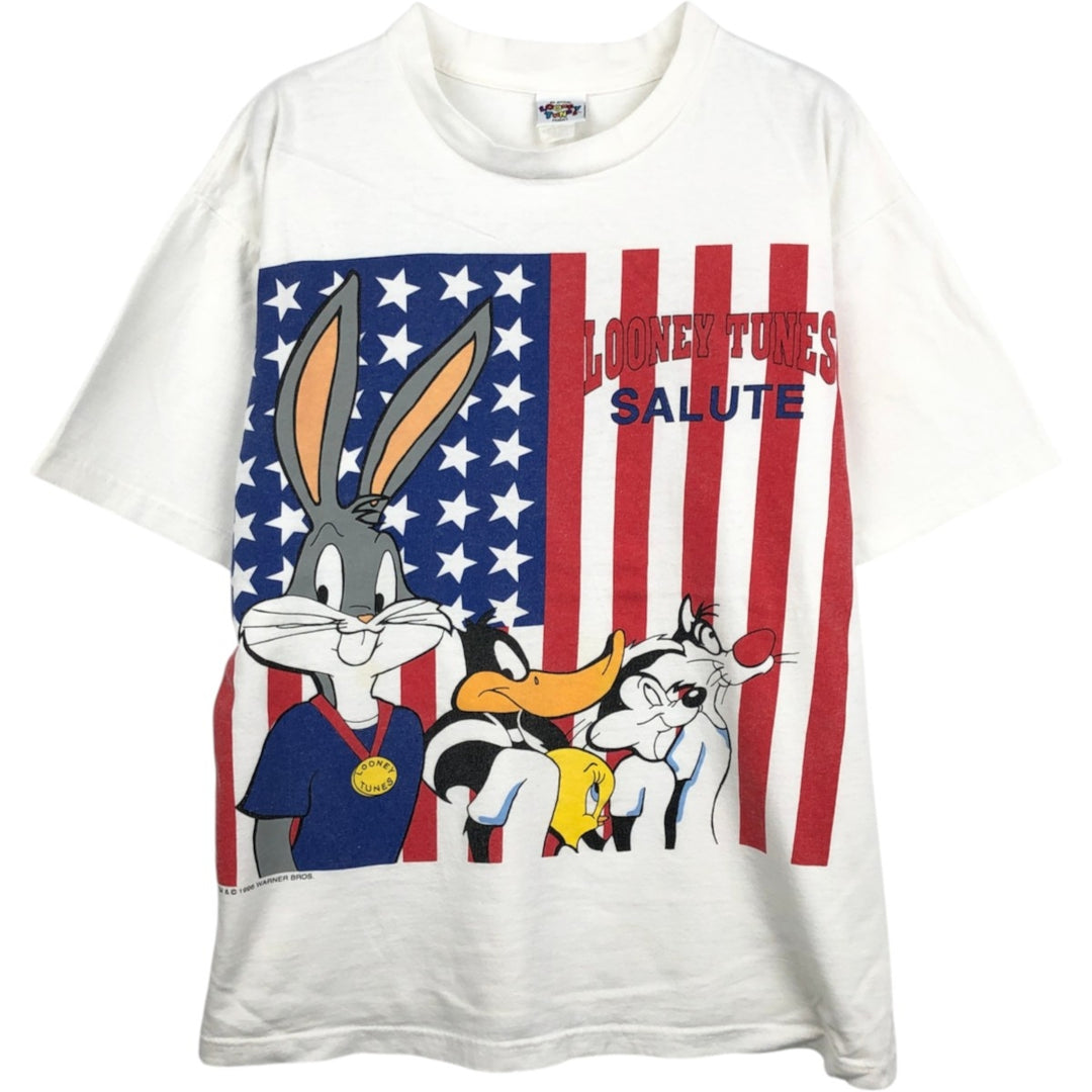 90'S LOONEY TUNES Character Print T-Shirt Made in USA Men's XL Vintage cotton white type Vintage Second Hand