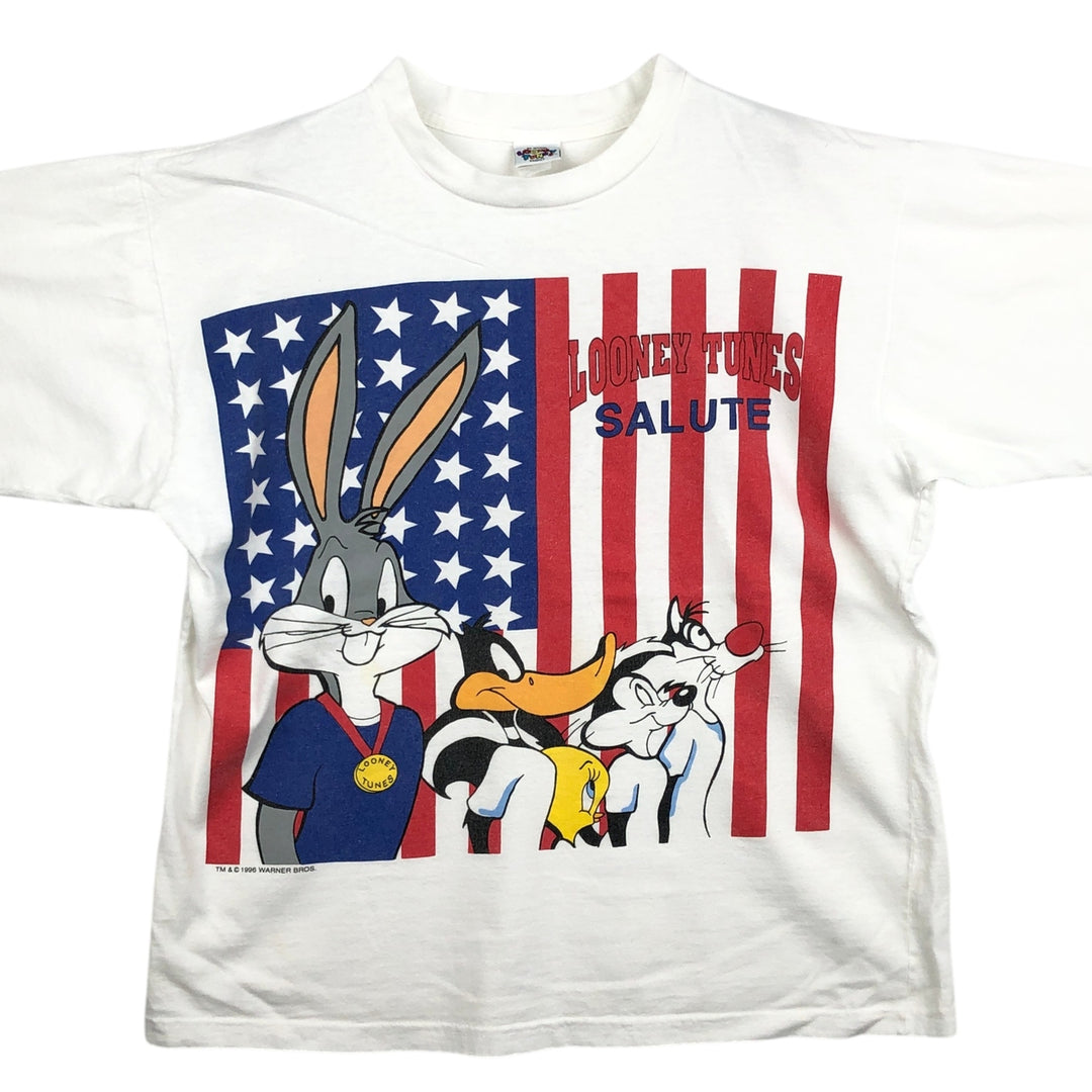 90'S LOONEY TUNES Character Print T-Shirt Made in USA Men's XL Vintage cotton white type Vintage Second Hand