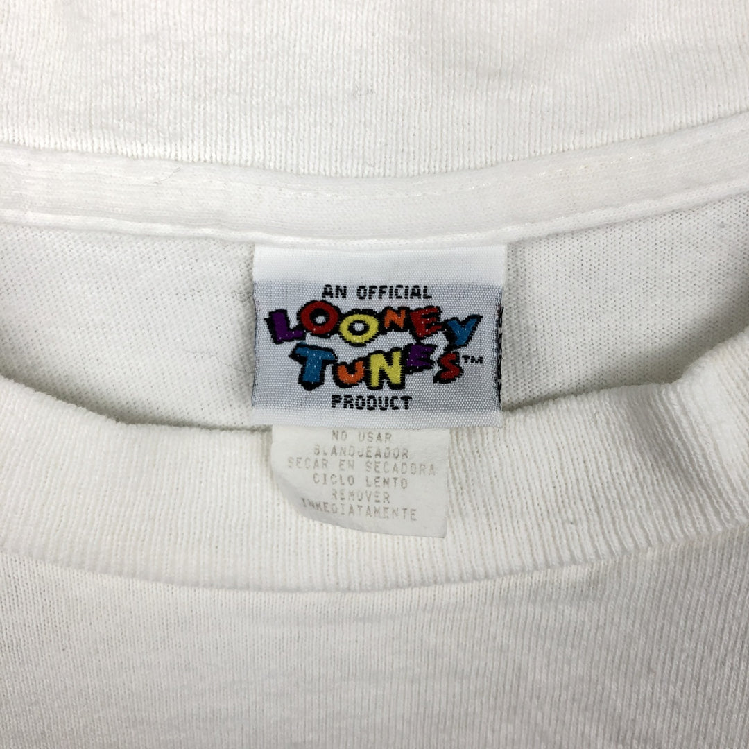 90'S LOONEY TUNES Character Print T-Shirt Made in USA Men's XL Vintage cotton white type Vintage Second Hand