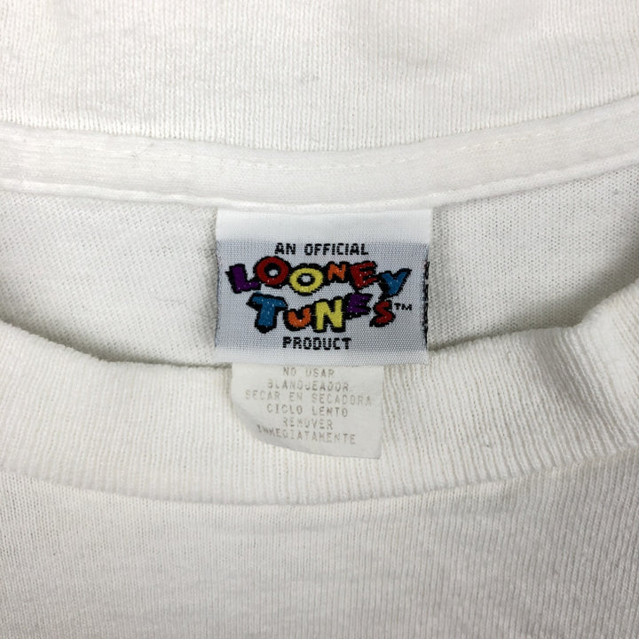 90'S LOONEY TUNES Character Print T-Shirt Made in USA Men's XL Vintage cotton white type Vintage Second Hand