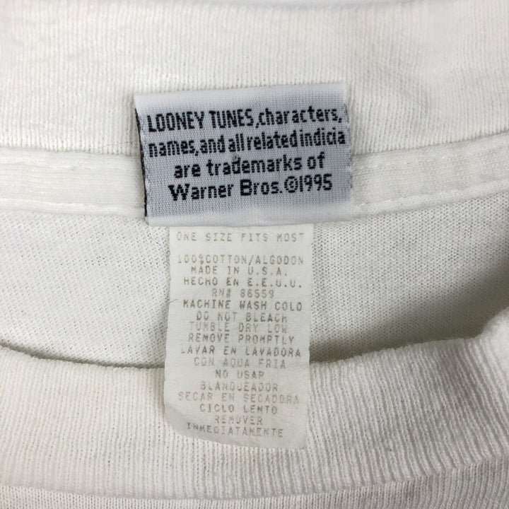 90'S LOONEY TUNES Character Print T-Shirt Made in USA Men's XL Vintage cotton white type Vintage Second Hand