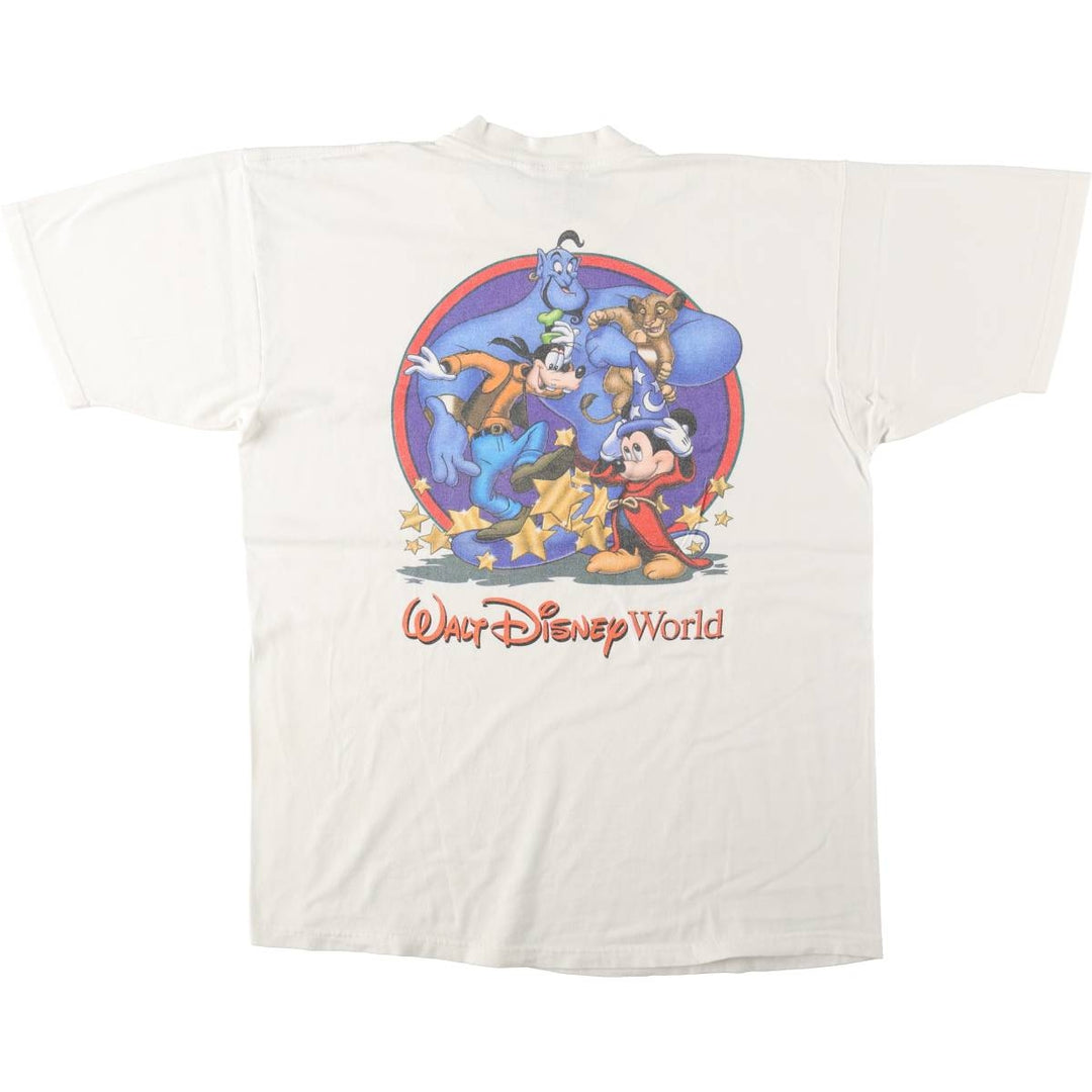 90'S Disney character print T-shirt, made in USA, men's size L equivalent, vintage. cotton white type Vintage Second Hand