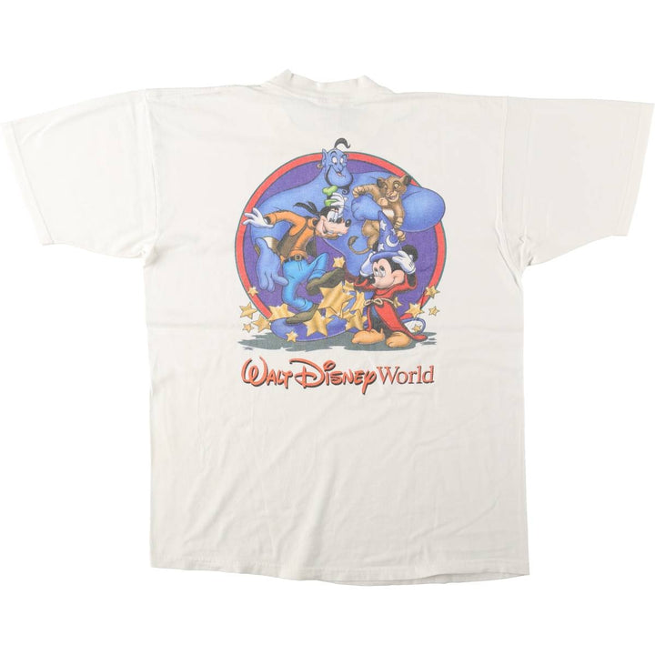 90'S Disney character print T-shirt, made in USA, men's size L equivalent, vintage. cotton white type Vintage Second Hand