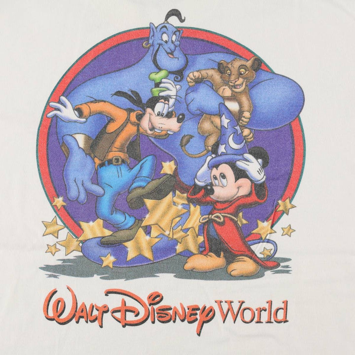 90'S Disney character print T-shirt, made in USA, men's size L equivalent, vintage. cotton white type Vintage Second Hand