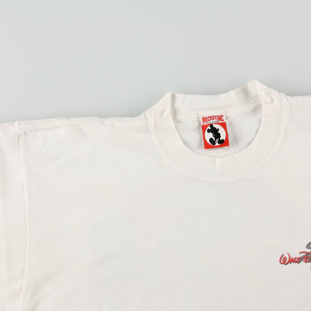 90'S Disney character print T-shirt, made in USA, men's size L equivalent, vintage. cotton white type Vintage Second Hand