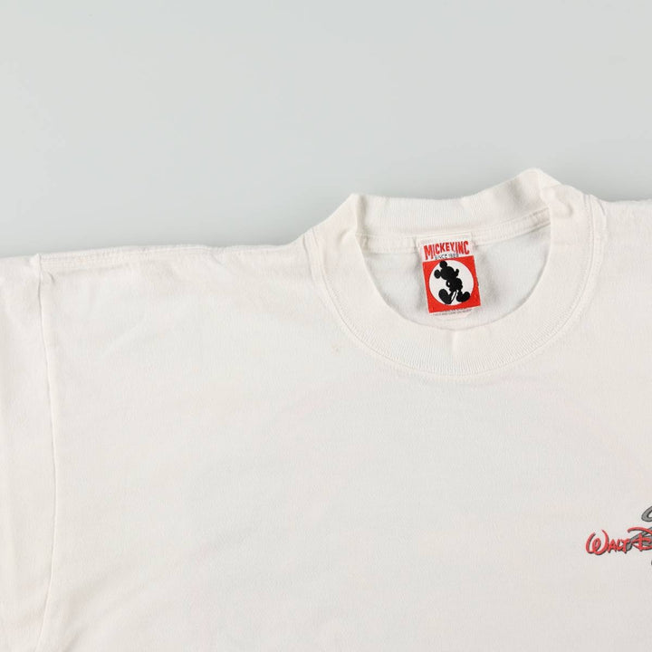 90'S Disney character print T-shirt, made in USA, men's size L equivalent, vintage. cotton white type Vintage Second Hand