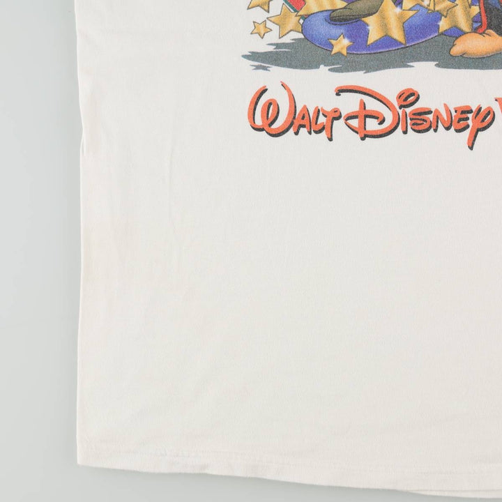 90'S Disney character print T-shirt, made in USA, men's size L equivalent, vintage. cotton white type Vintage Second Hand