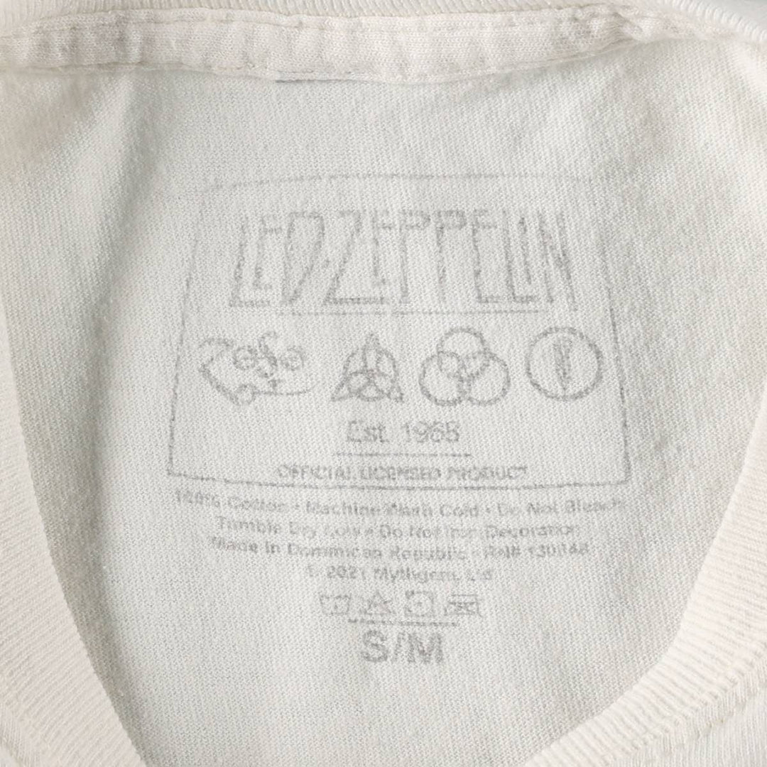 Led Zeppelin Band T-shirt, Band T, Men's M size cotton white type Vintage Second Hand