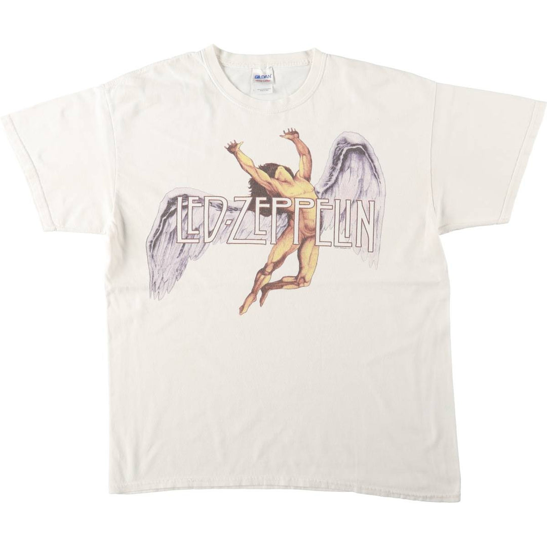 Gildan Led Zeppelin Band T-Shirt, Men's Size L cotton white type Vintage Second Hand