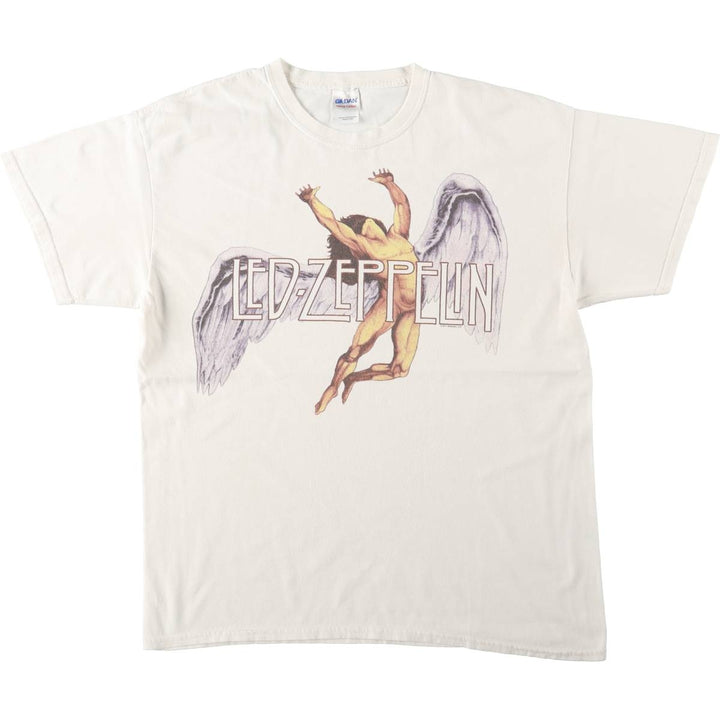 Gildan Led Zeppelin Band T-Shirt, Men's Size L cotton white type Vintage Second Hand