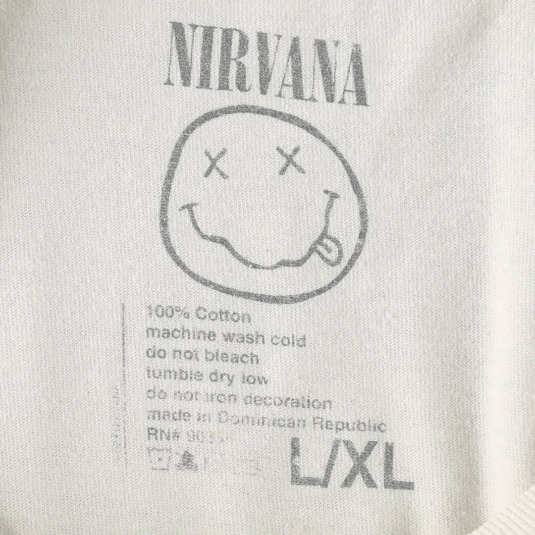 NIRVANA Nirvana Band T-shirt, Band T, Men's L size cotton white type Vintage Second Hand