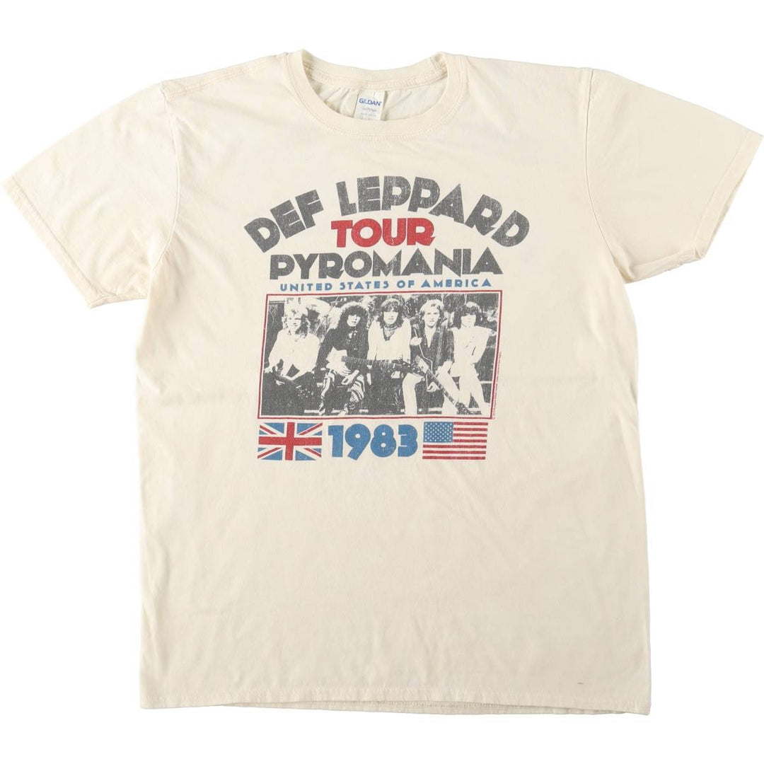 Gildan Def Leppard band t-shirt, men's size L equivalent. cotton white type Vintage Second Hand