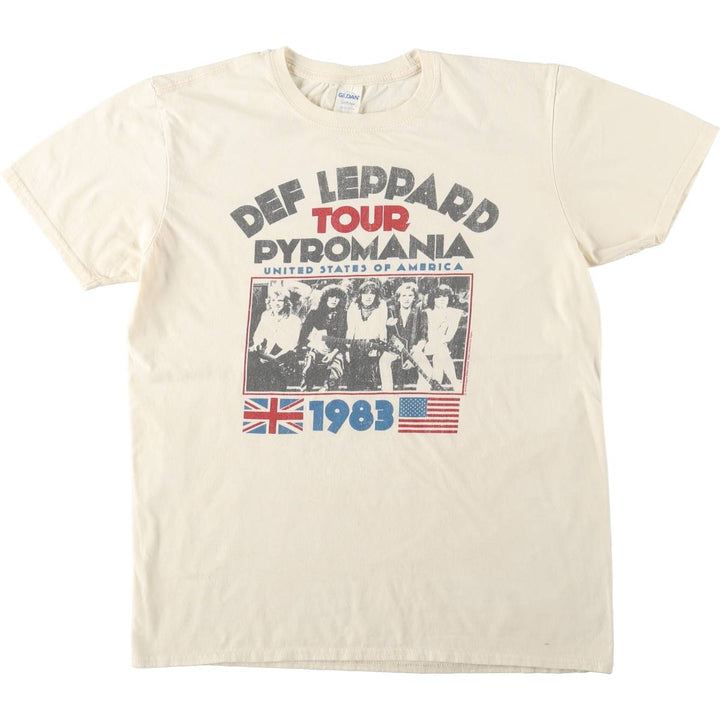Gildan Def Leppard band t-shirt, men's size L equivalent. cotton white type Vintage Second Hand