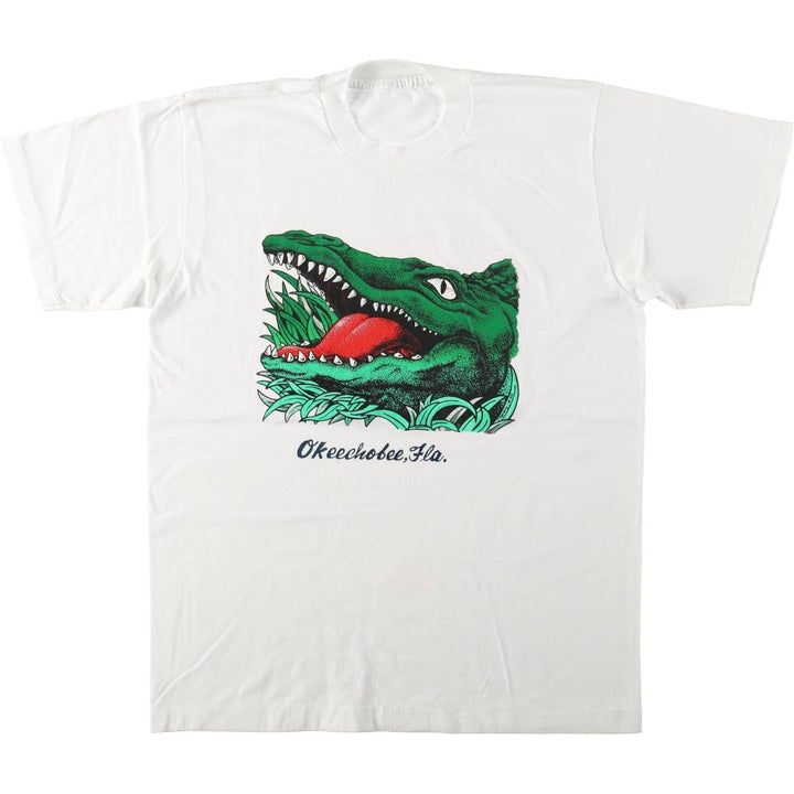 ~90'S Crocodile Pattern Animal T-Shirt, Men's Size M (Equivalent), Vintage unclear white type Vintage Second Hand