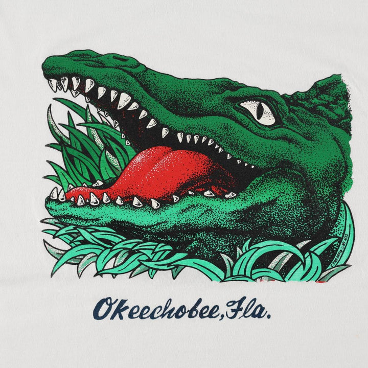 ~90'S Crocodile Pattern Animal T-Shirt, Men's Size M (Equivalent), Vintage unclear white type Vintage Second Hand