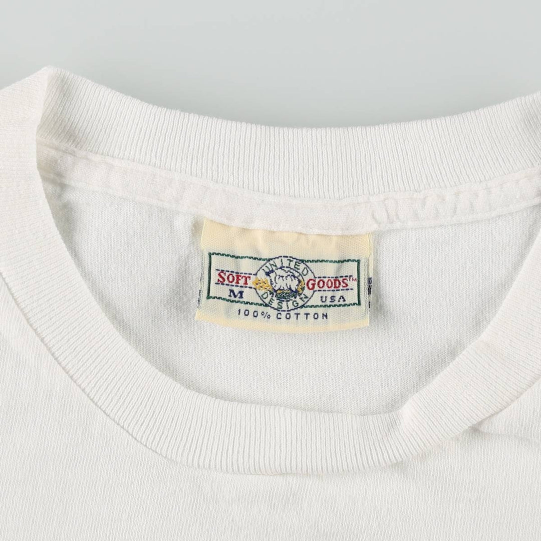 UNITED SOFT GOODS Dinosaur Pattern Animal T-Shirt, Made in USA, Men's Size M (Equivalent), Vintage cotton white type Vintage Second Hand