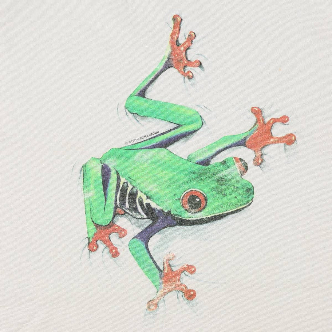 90'S Hanes BEEFY-T Frog Pattern Animal T-Shirt, Men's XL equivalent, Vintage unclear white type Vintage Second Hand