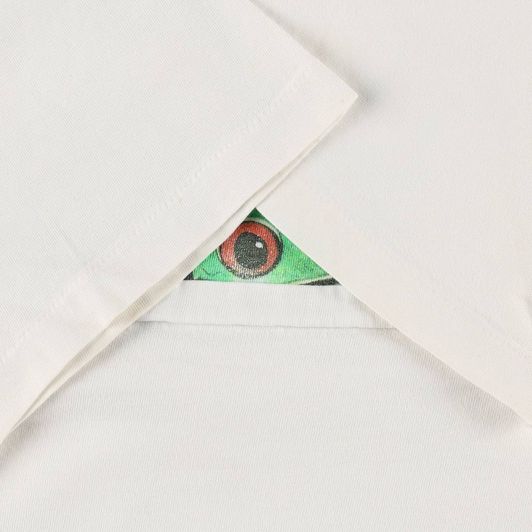 90'S Hanes BEEFY-T Frog Pattern Animal T-Shirt, Men's XL equivalent, Vintage unclear white type Vintage Second Hand