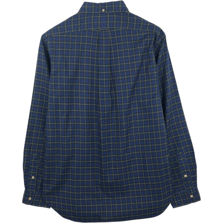 Ralph Lauren 120's 2-ply long-sleeve button-down check shirt, men's size M equivalent. cotton blue type Vintage Second Hand