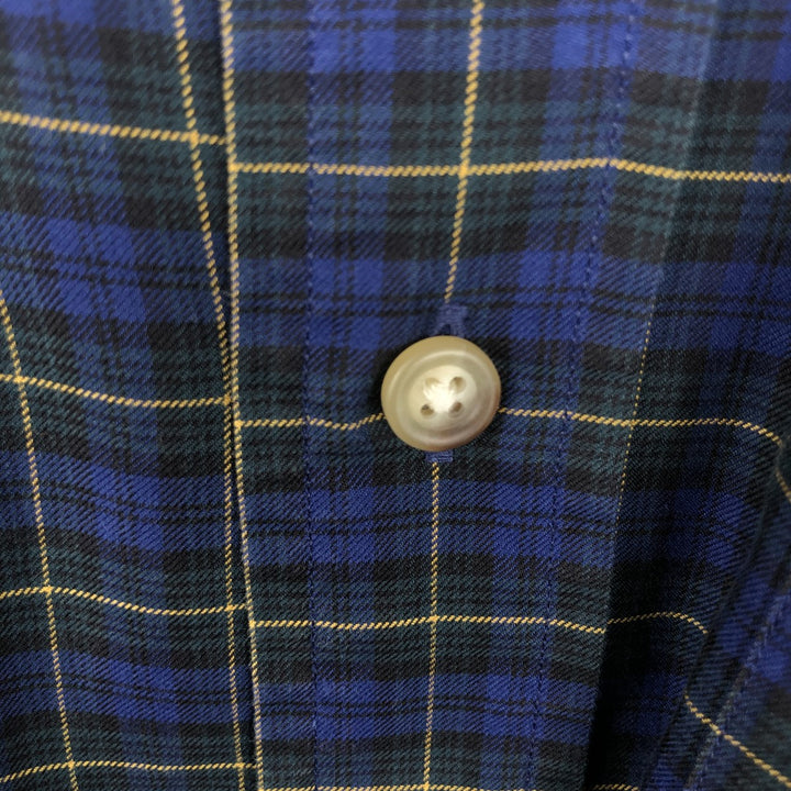 Ralph Lauren 120's 2-ply long-sleeve button-down check shirt, men's size M equivalent. cotton blue type Vintage Second Hand