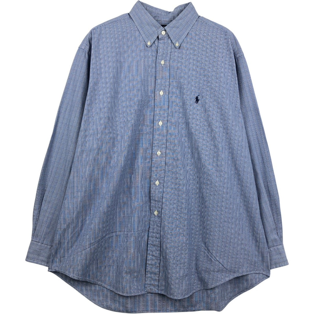 Ralph Lauren long sleeve button down check shirt, men's XL size cotton blue type Vintage Second Hand