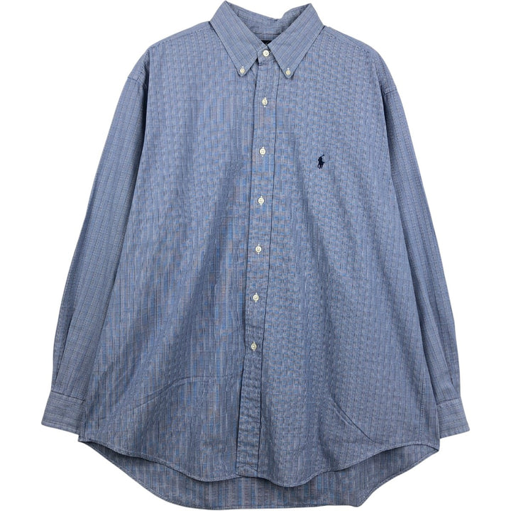 Ralph Lauren long sleeve button down check shirt, men's XL size cotton blue type Vintage Second Hand