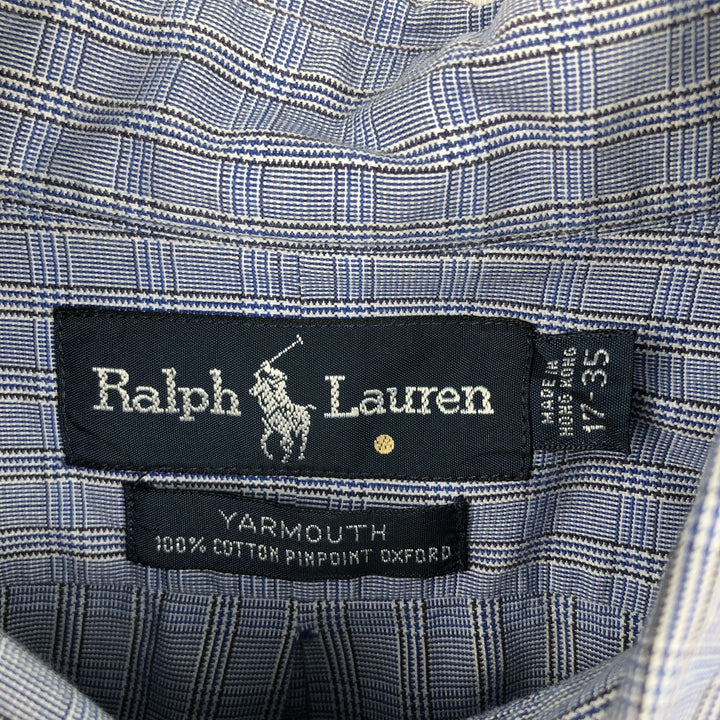 Ralph Lauren long sleeve button down check shirt, men's XL size cotton blue type Vintage Second Hand
