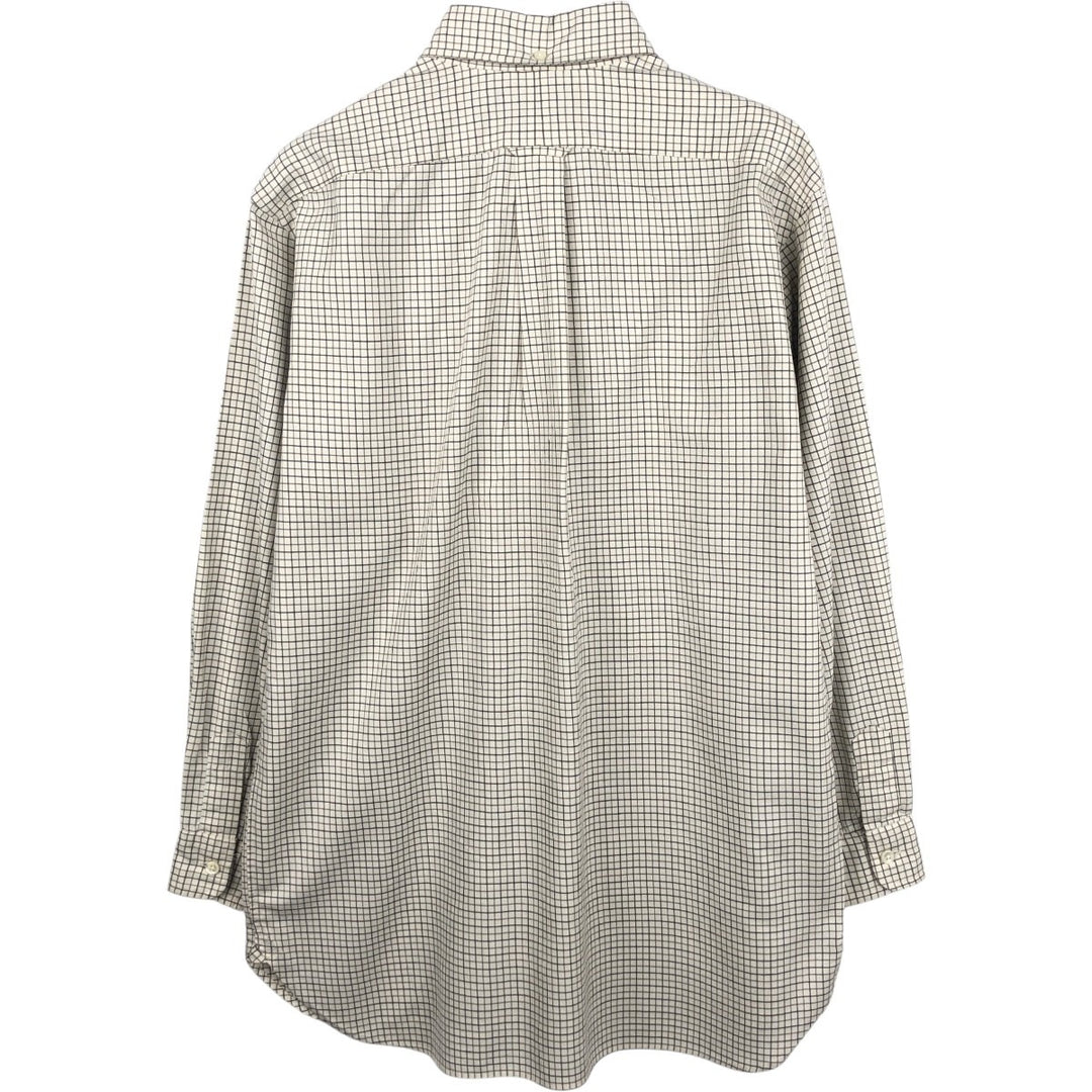 Ralph Lauren long sleeve button down check shirt, men's size M cotton ivory Vintage Second Hand