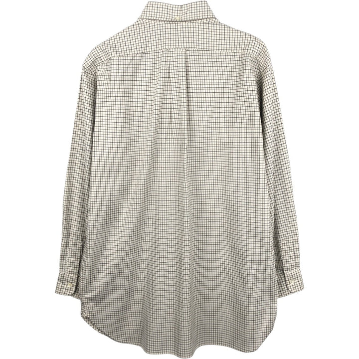 Ralph Lauren long sleeve button down check shirt, men's size M cotton ivory Vintage Second Hand