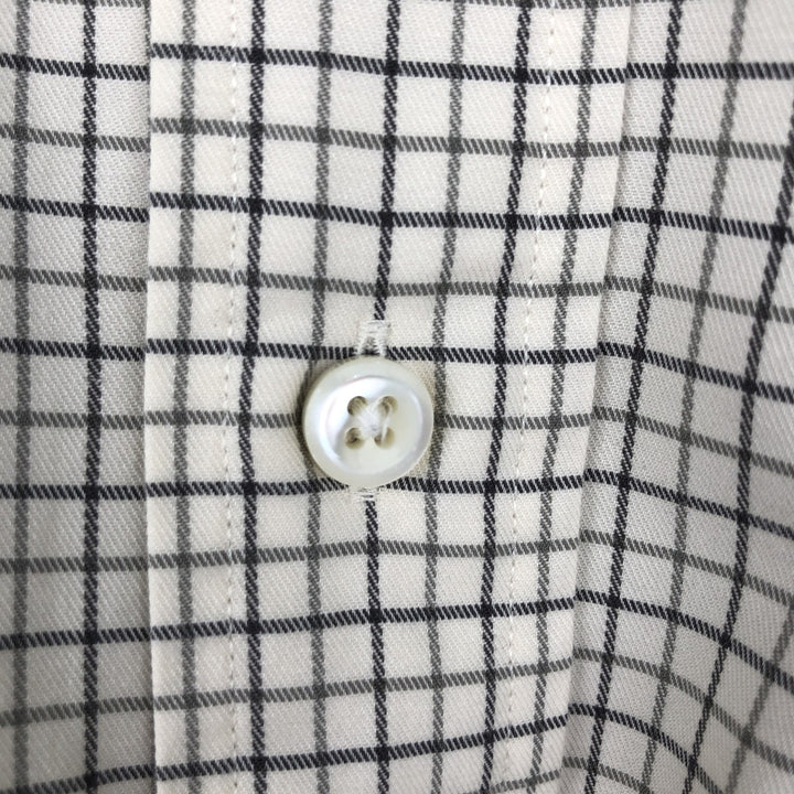 Ralph Lauren long sleeve button down check shirt, men's size M cotton ivory Vintage Second Hand
