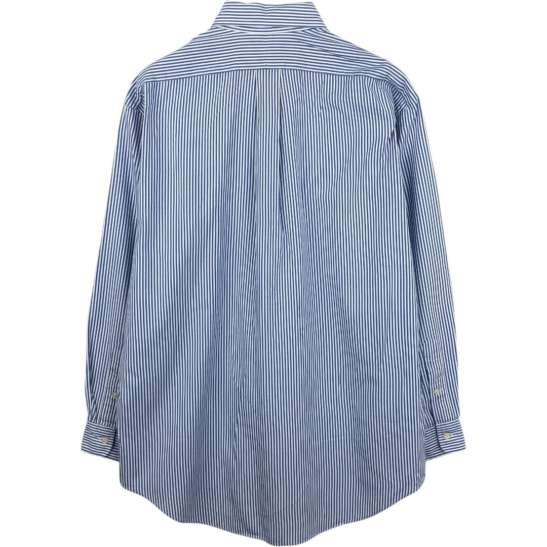 Ralph Lauren YARMOUTH Long Sleeve Button-Down Striped Shirt, Men's M Size cotton blue type Vintage Second Hand