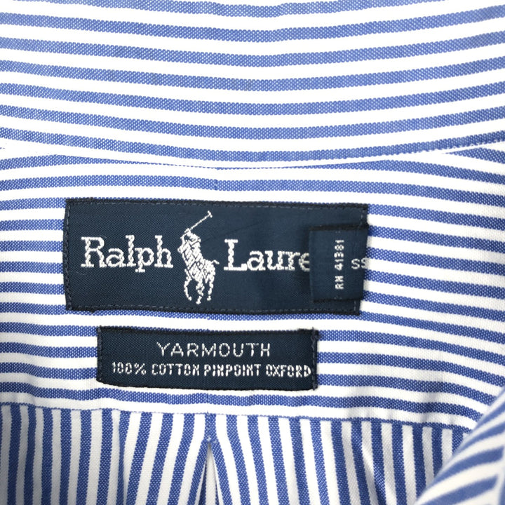 Ralph Lauren YARMOUTH Long Sleeve Button-Down Striped Shirt, Men's M Size cotton blue type Vintage Second Hand