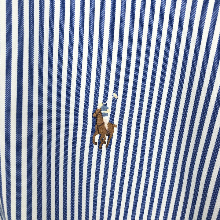 Ralph Lauren YARMOUTH Long Sleeve Button-Down Striped Shirt, Men's M Size cotton blue type Vintage Second Hand