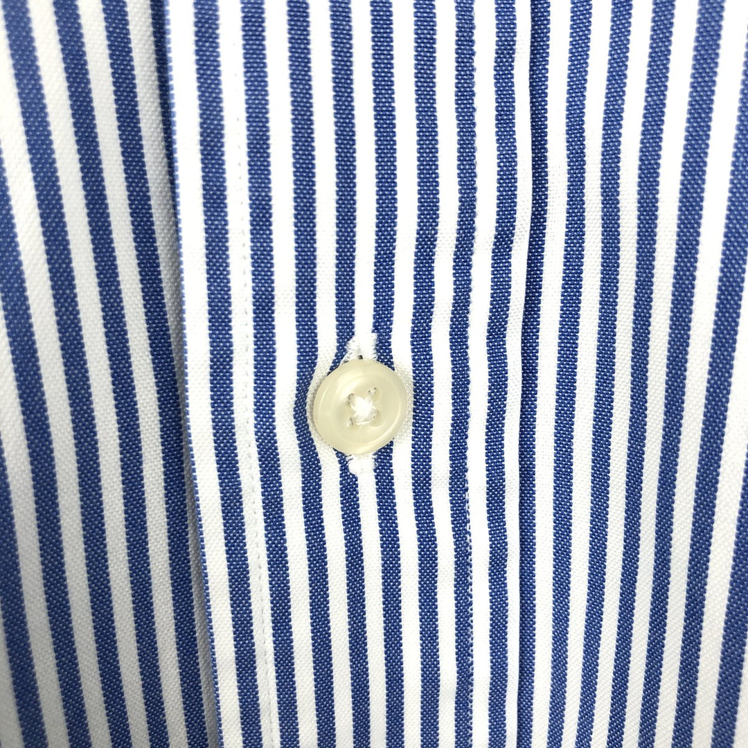 Ralph Lauren YARMOUTH Long Sleeve Button-Down Striped Shirt, Men's M Size cotton blue type Vintage Second Hand