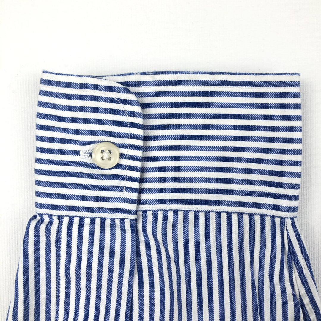 Ralph Lauren YARMOUTH Long Sleeve Button-Down Striped Shirt, Men's M Size cotton blue type Vintage Second Hand