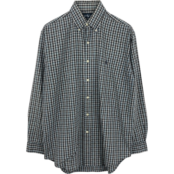 Ralph Lauren BLAKE Long-Sleeve Button-Down Check Shirt, Men's Size S (approx.) cotton brown type Vintage Second Hand