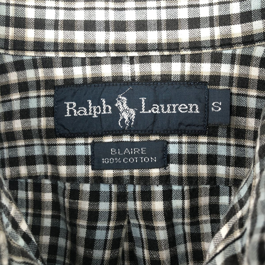 Ralph Lauren BLAKE Long-Sleeve Button-Down Check Shirt, Men's Size S (approx.) cotton brown type Vintage Second Hand