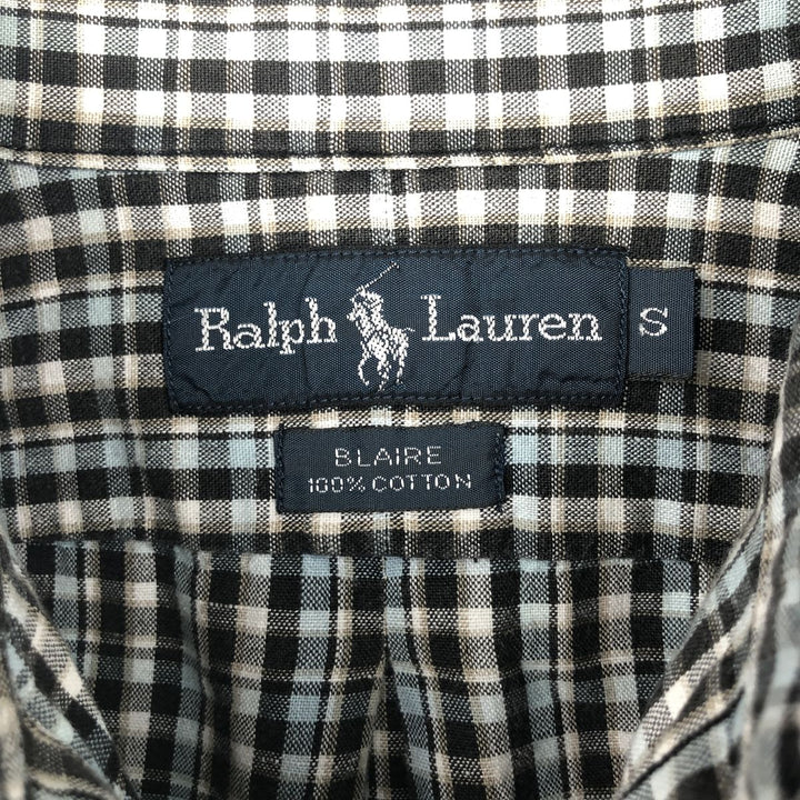 Ralph Lauren BLAKE Long-Sleeve Button-Down Check Shirt, Men's Size S (approx.) cotton brown type Vintage Second Hand