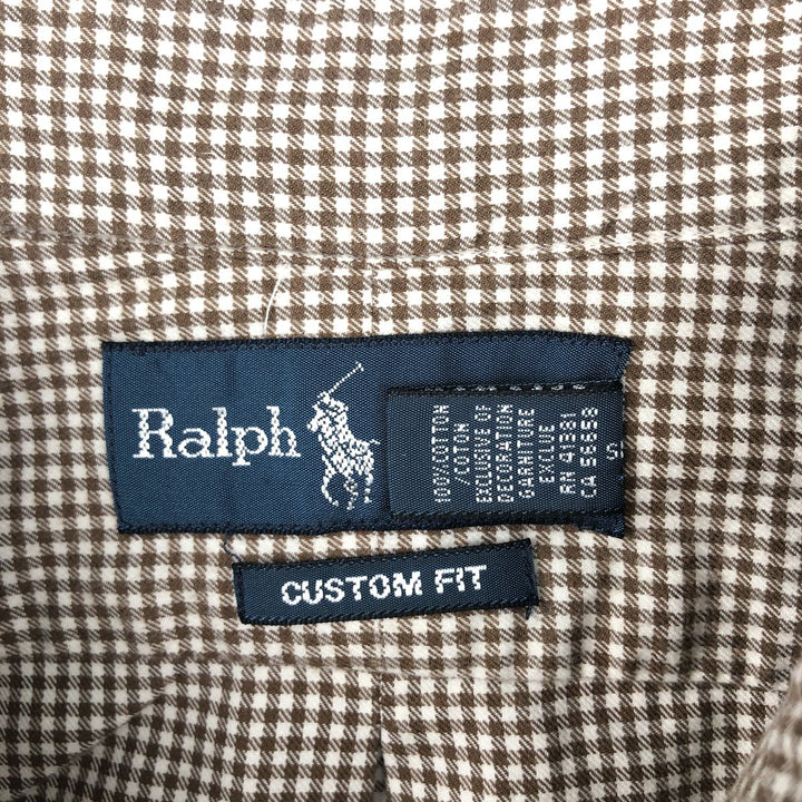 Ralph Lauren CUSTOM FIT Gingham Check Long Sleeve Button Down Check Shirt Men's L size cotton brown type Vintage Second Hand