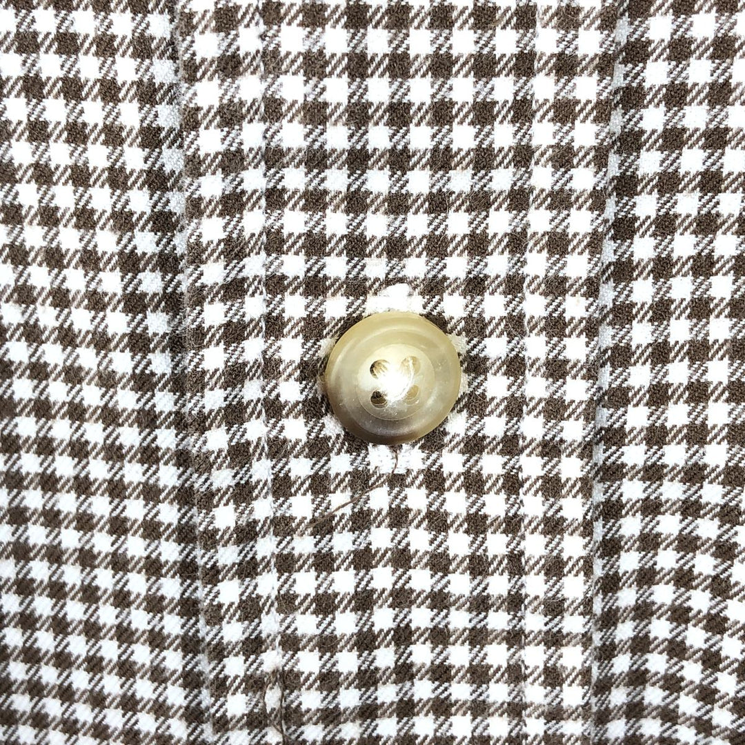 Ralph Lauren CUSTOM FIT Gingham Check Long Sleeve Button Down Check Shirt Men's L size cotton brown type Vintage Second Hand