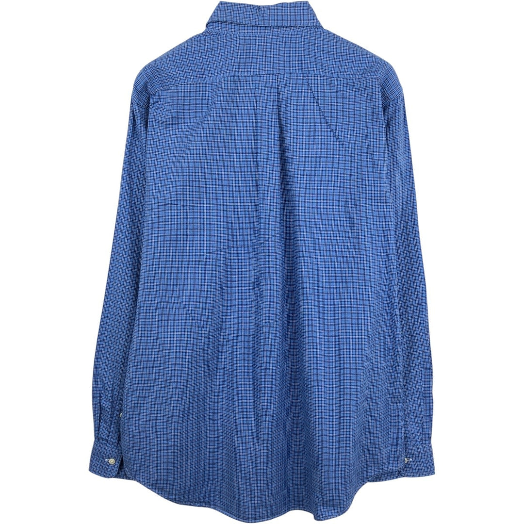 Ralph Lauren long sleeve button down check shirt, men's size L cotton blue type Vintage Second Hand