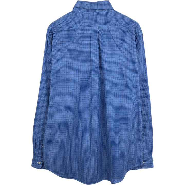 Ralph Lauren long sleeve button down check shirt, men's size L cotton blue type Vintage Second Hand