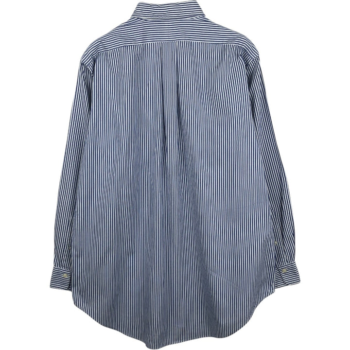 Ralph Lauren long sleeve button down striped shirt, men's size L cotton blue type Vintage Second Hand
