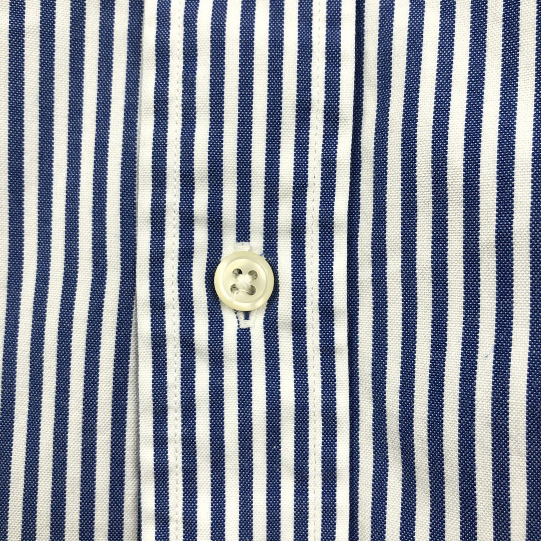 Ralph Lauren long sleeve button down striped shirt, men's size L cotton blue type Vintage Second Hand