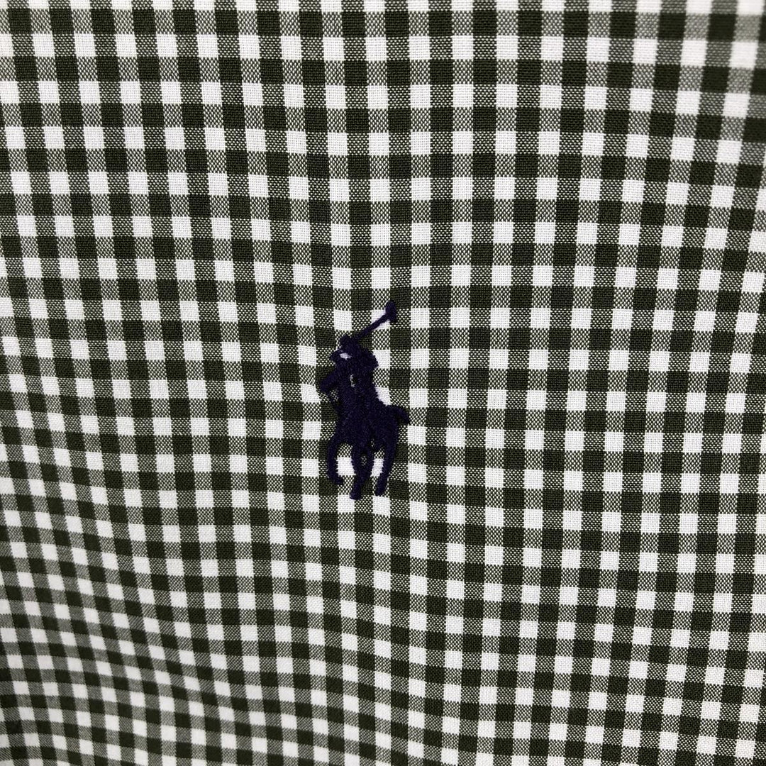 Ralph Lauren CUSTOM FIT Gingham Check Long Sleeve Button Down Check Shirt Men's XL cotton Khaki type Vintage Second Hand