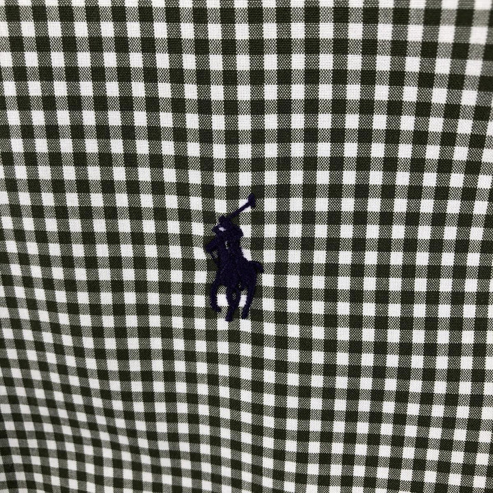 Ralph Lauren CUSTOM FIT Gingham Check Long Sleeve Button Down Check Shirt Men's XL cotton Khaki type Vintage Second Hand