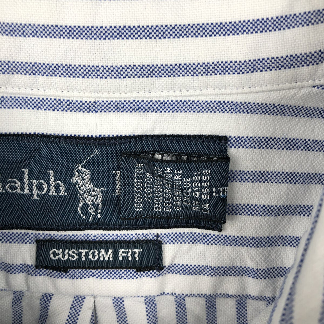 Ralph Lauren CUSTOM FIT long sleeve button down striped shirt men's size L cotton blue type Vintage Second Hand