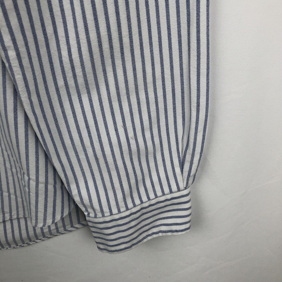 Ralph Lauren CUSTOM FIT long sleeve button down striped shirt men's size L cotton blue type Vintage Second Hand